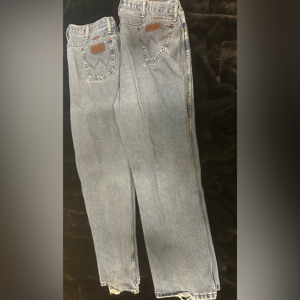 2 Pair Wrangler 31mwzgk Relaxed Fit Cowboy Cut Blue Denim Jean Pants Men's 42x32